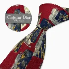 Christian Dior シルクネクタイ アート柄 レッド