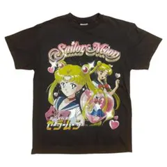 セーラームーン アニメTシャツ ブラック L ビッグプリント レア