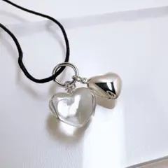 Baccarat クリア＆シルバー ハートネックレス