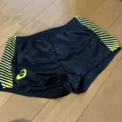 アシックス 陸上用パンツ M 黒/黄緑