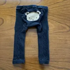 ファミリアクマ刺繍 ネイビー ニットレギンス　80のサムネイル