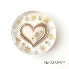 《No.2323❀》ハンドメイド　レジンヘアゴム　ハート　ゴールド　雪　大