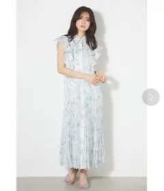 rienda ダブルフリルプリーツシャツワンピース S