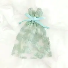 刺繍フラワーレース 巾着ギフトバッグ ブルー LUNAEARTH ルナアース L