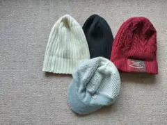 リブ編みホワイトニット帽外４点