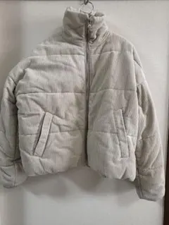 コーデュロイ ベージュ ショート丈ダウンジャケット