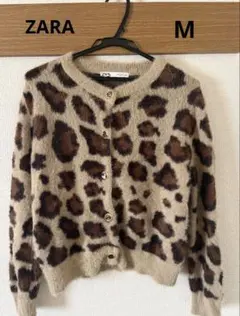 ZARA ヒョウ柄 アニマル柄カーディガン M