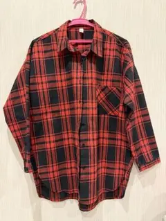 赤チェック柄 重ね着に シャツ