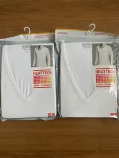 UNIQLOヒートテックVネックT（九分袖）MEN ホワイトS 2枚セット