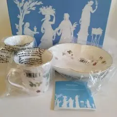 英国製/未使用 ウェッジウッド マグカップ&ボウル ワイルドストロベリーパステル