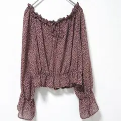 エムズエキサイト　ブラウス 花柄　オフショルダ　フロントリボン　フェミニンのサムネイル