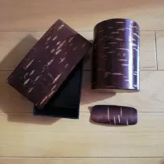 木製茶筒 ダークブラウン 蓋とスプーン付き 桜の木　製品 海苔ケース&茶筒