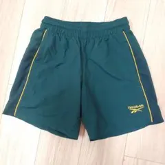Reebok ショートパンツ XS ダークグリーン イエローライン