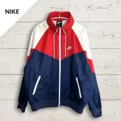 NIKE ナイロンジャケット M トリコロール ロゴ刺繍 古着