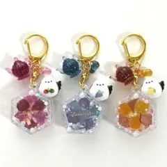 琥珀糖　シマエナガ　フルーツ　シャカシャカ　シェイカー　キーホルダー