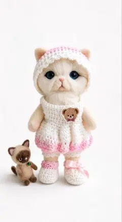 羊毛フェルト 猫 ぬいぐるみ ハンドメイド　可動　エキゾチックショートヘアのサムネイル
