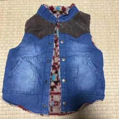 デニム・ブラウン ダウンベスト　110cm くらい　リバーシブル