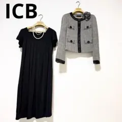 ICB セレモニーワンピーススーツ　ノーカラー　入学式　卒業式　フォーマル　ママ