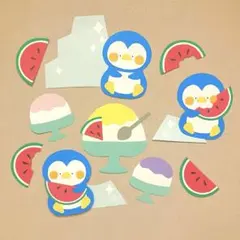 【かわいい♪夏のかき氷セット】　夏　壁面飾り　かき氷　8月　壁面　保育のサムネイル