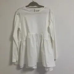 再値下げOPAQUE CLIP ホワイト ペプラム長袖トップス