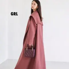 GRL リボンベルト付ビッグカラーコート　M アウター　フェミニン　通勤　上品のサムネイル