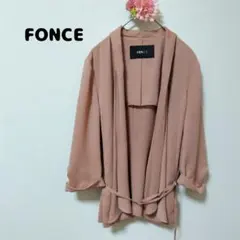 FONCEフォンス  共布リボンベルト付き袖口ロールアップトッパーカーディガン