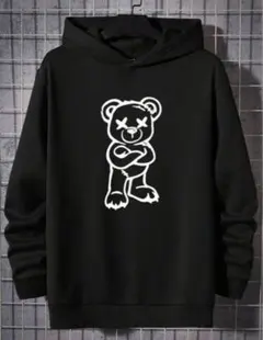 【新品】 パーカー L メンズ クマ ストリート ブラック 黒 ユニセックス