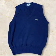 Lacoste ラコステ　ネイビー Vネック ニットベスト　M〜L相当