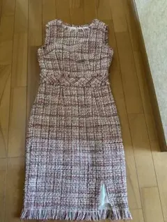 JEWELS ピンクツイード スリーブレスドレス S