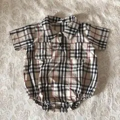 チェック柄長袖ロンパース ベビー服