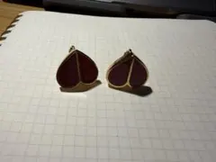 ハート型赤と金色イヤリング