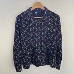 未使用近いレディース　花柄 黒　長袖シャツ　サイズL