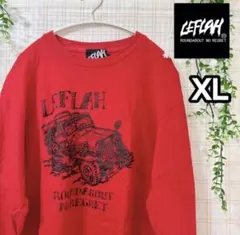 美品 XL レフラーLEFLAH ロンT 赤 ストリート 車 大きいサイズ 長袖