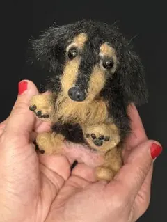 ミニチュアダックスフンド ブラックタン 羊毛フェルト 犬 ぬいぐるみ