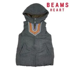 12T414☆ BEAMS HEART ウール 刺繍 ダウンベスト アウター Fのサムネイル
