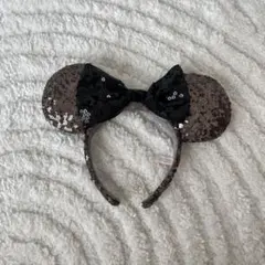 ミニーカチューシャ スパンコール ブラック×ブラウン