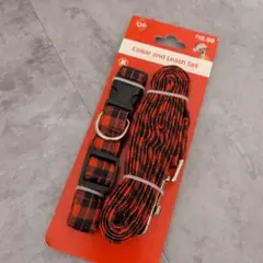 ​【新品・海外限定】犬用 首輪＆リード セット Mサイズ 赤チェックのサムネイル