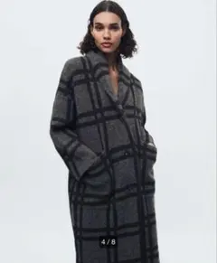 ZARAチェック ニット ジャカード コート