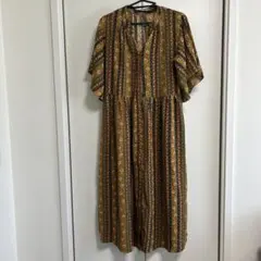 AFRICATARO 花柄ストライプ ロングワンピース