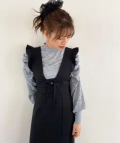 MAJESTIC LEGON コンシャススリーブレーストップス ブルー