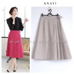ANAYI ポリエステルツイル アシンメトリースカート 38