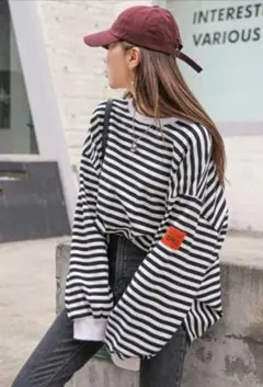 ほぼ未使用＊SHEIN Dazy＊袖ワッペン付きボーダーT