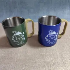 グリーン・ブルー のステンレス マグカップ 2個セット