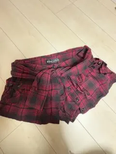 HEAVEN and Earth 重ね着風赤黒チェックショーパンスカパン