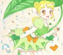 オリジナルイラスト アナログ 女の子 手描き 色紙 原画