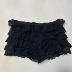 ブラックレースフリルショートパンツ　Y2K グランジ　姫ギャル