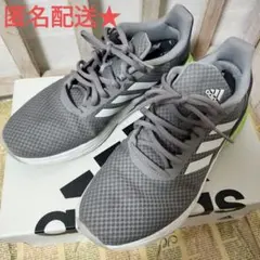 adidas　メンズ　 グレー メッシュ ランニングシューズ