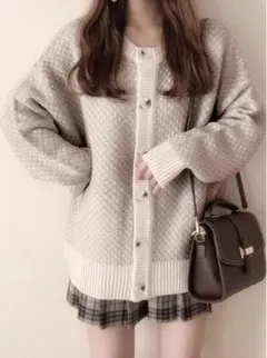 GRL リンクス柄編みルーズニットカーディガン