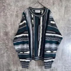 90sヴィンテージ　3Dニットセーター 立体編み込み アメリカ製 COOGI風