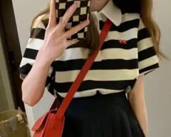 【新品】ビッグシルエット パネルボーダー ポロシャツ　Mサイズ